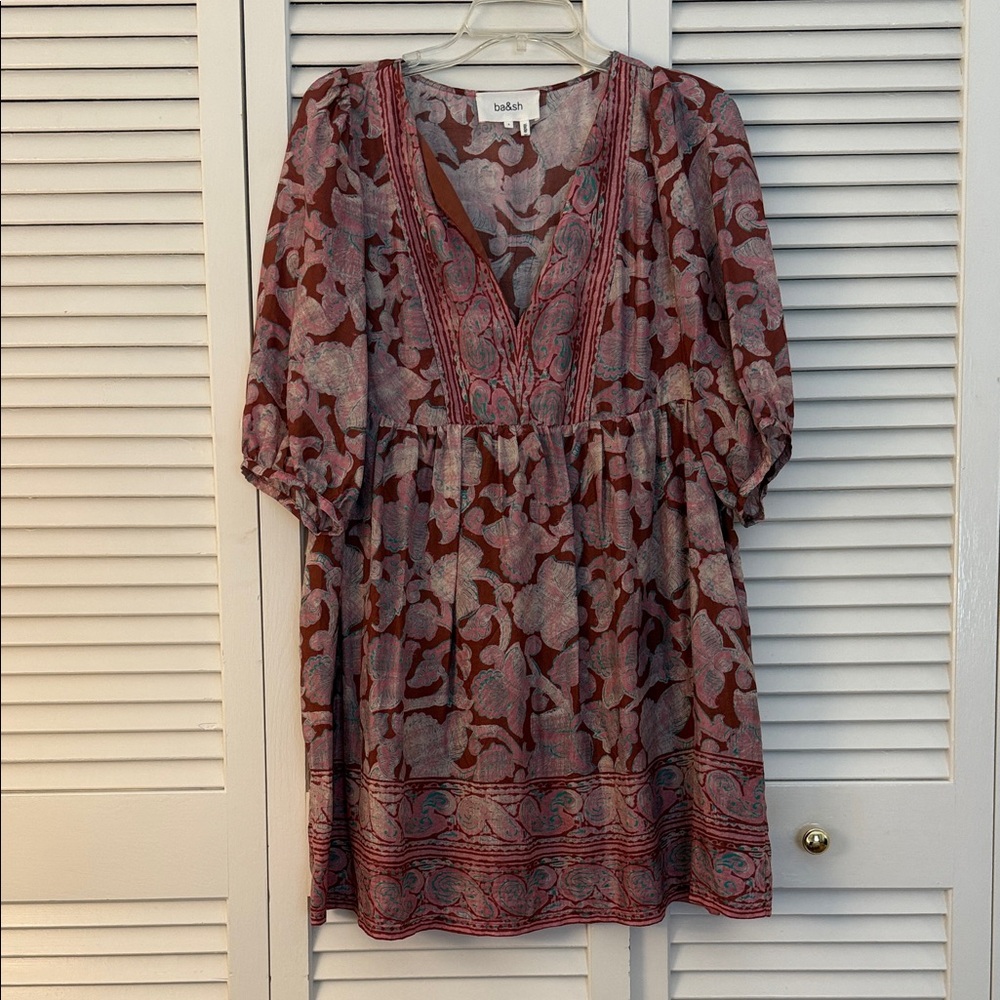 ba&sh Floral V-Neck Mini Dress